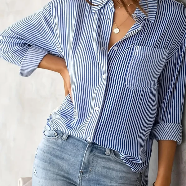 Women's Long Sleeved Striped Shirt