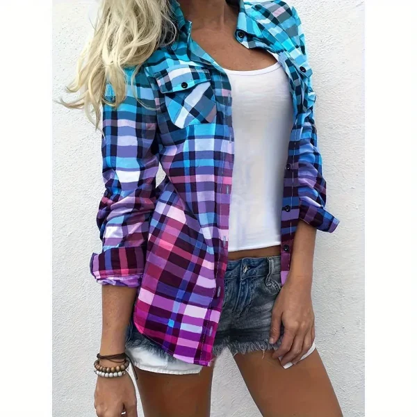 Gradient Check Shirt for Women