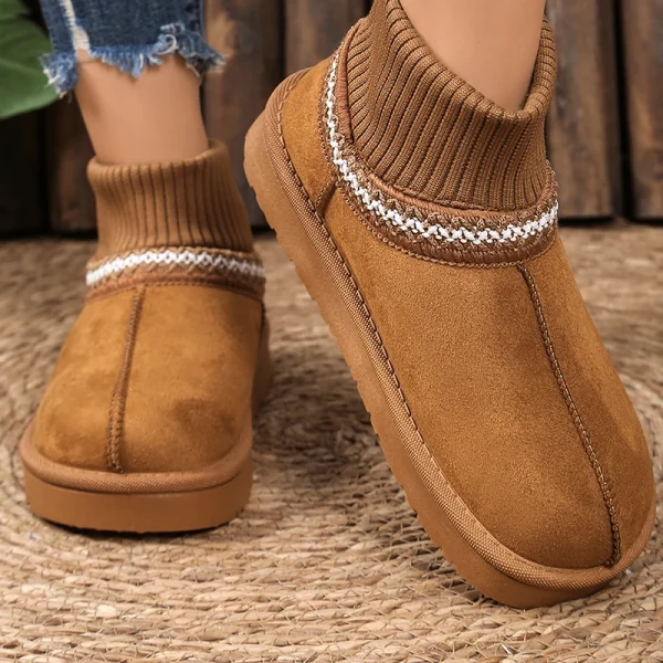 Ankle Boots for Women - Faux Suede Elastic