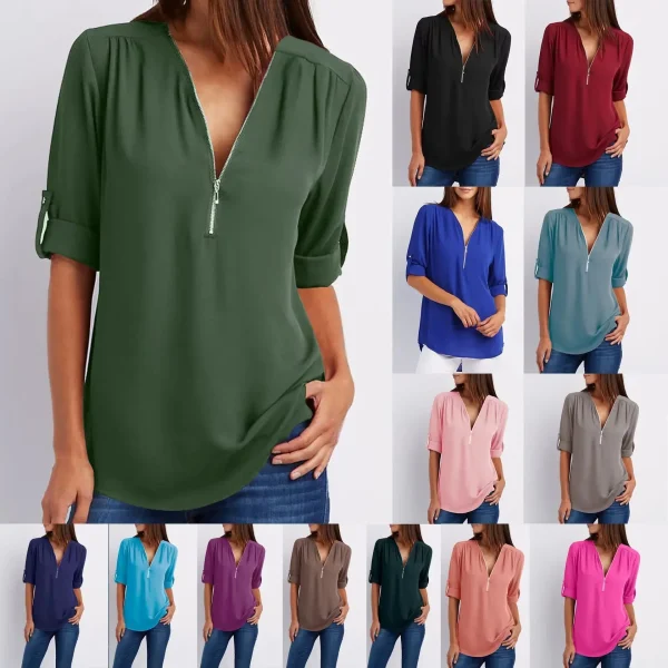 Women's V Neck Chiffon Blouse